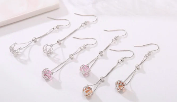 Earrings - Basket Cage Fish Hook 925 Sterling Silver