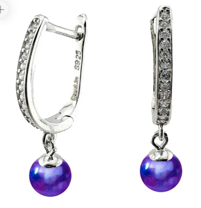 925 Sterling Silver Round Square Rhinestone Rhodium Coated